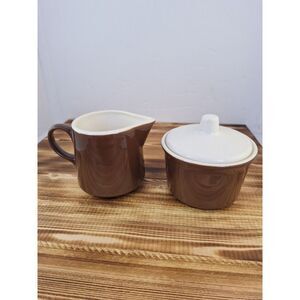 Royal China‎ Cavalier Ironstone Casa Del Sol Creamer & Sugar Set Brown & Cream